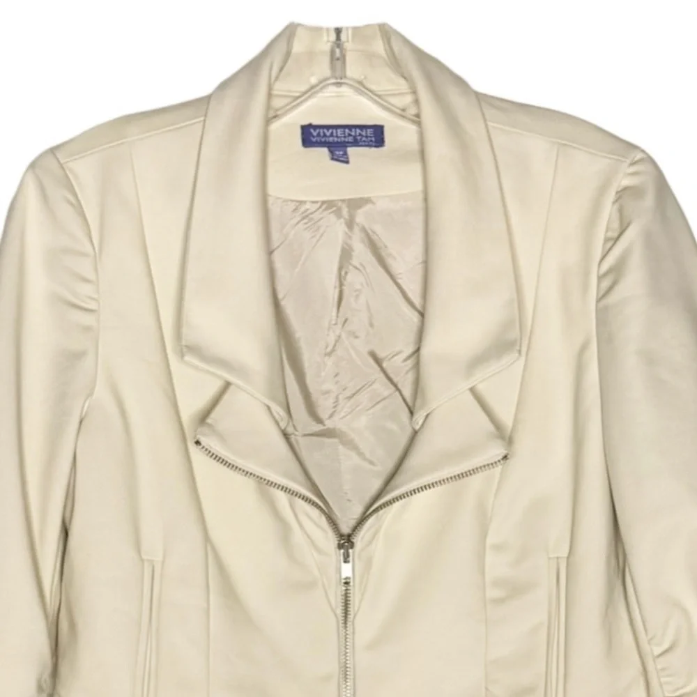 Vivienne Vivienne Tam Petite Ruched Sleeve Crop Moto Jacket